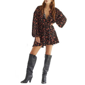Free People Women's Flower Fields Mini Dress Lined Dark Combo NWT Blogger Fav